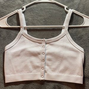 White Button Up Crop Top